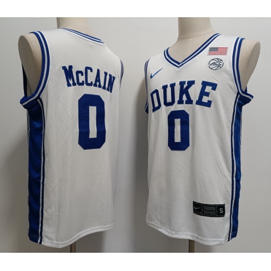 Men Duke University Jared McCain #0 White Stitched NCAA Jersey Men Duke University Jared McCain #0 White Stitched NCAA Jersey