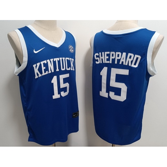 Men Kentucky Wildcats #15 Reed Sheppard Blue Stitched NCAA Jersey Men Kentucky Wildcats #15 Reed Sheppard Blue Stitched NCAA Jersey