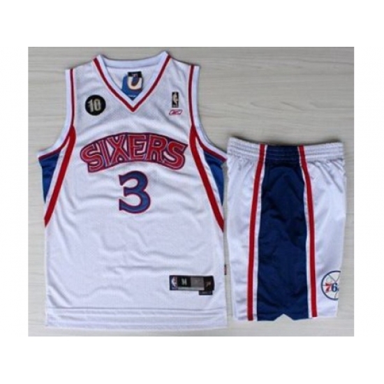 Philadelphia 76ers 3 Allen Iverson White 10th Throwback M&N Soul Swingman NBA Jersey Short Suits Philadelphia 76ers 3 Allen Iverson White 10th Throwback M&N Soul Swingman NBA Jersey Short Suits
