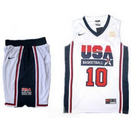 USA Basketball Retro 1992 Olympic Dream Team White Jersey & Shorts Suit #10 Kobe Bryant USA Basketball Retro 1992 Olympic Dream Team White Jersey & Shorts Suit #10 Kobe Bryant