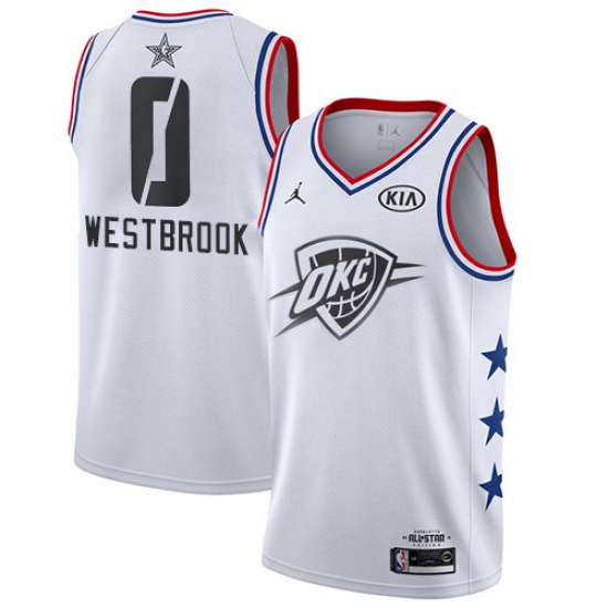 Thunder #0 Russell Westbrook White Basketball Jordan Swingman 2019 All Star Game Jersey Thunder #0 Russell Westbrook White Basketball Jordan Swingman 2019 All Star Game Jersey