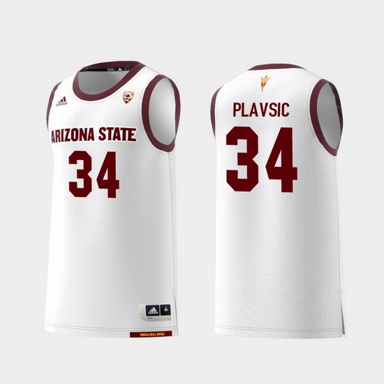Men Arizona State Sun Devils Uros Plavsic White Replica College Basketball Jersey Men Arizona State Sun Devils Uros Plavsic White Replica College Basketball Jersey