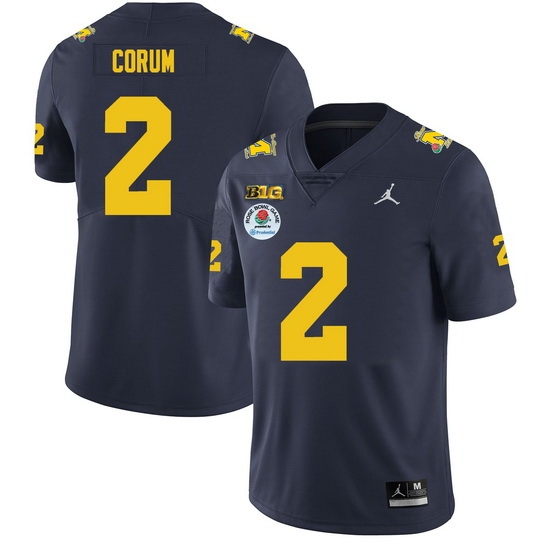 Men Michigan Wolverines Blake Corum #2 Navy Blue High School F U S E Stitched 2024 Rose Bowl Jersey Men Michigan Wolverines Blake Corum #2 Navy Blue High School F U S E Stitched 2024 Rose Bowl Jersey