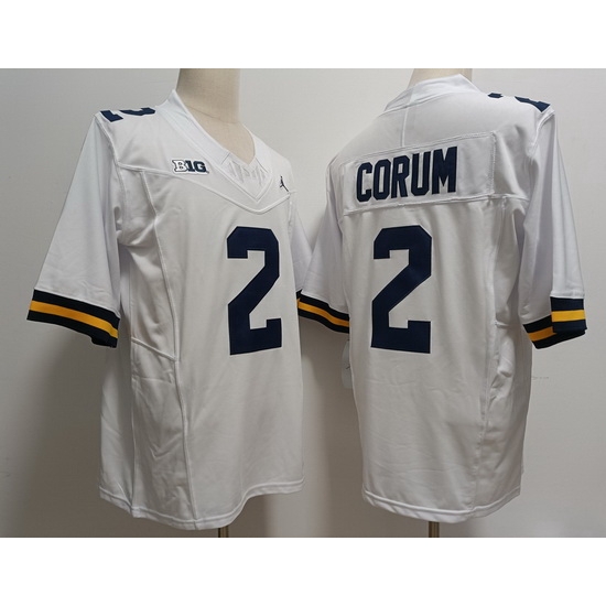 Men Michigan Wolverines Blake Corum #2 White High School F U S E Stitched Jersey Men Michigan Wolverines Blake Corum #2 White High School F U S E Stitched Jersey