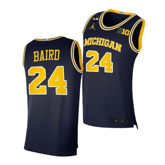 Michigan Wolverines C.J. Baird 2021 Big Ten Regular Season Champions Blm Navy Jersey Michigan Wolverines C.J. Baird 2021 Big Ten Regular Season Champions Blm Navy Jersey