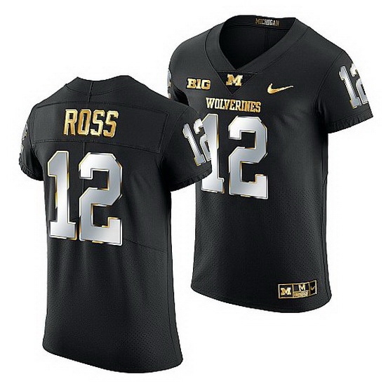 Michigan Wolverines Josh Ross 2021 22 Golden Edition Elite Football Black Jersey Michigan Wolverines Josh Ross 2021 22 Golden Edition Elite Football Black Jersey
