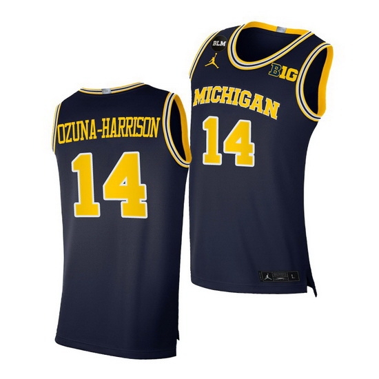 Michigan Wolverines Rico Ozuna Harrison 2021 Big Ten Regular Season Champions Blm Navy Jersey Michigan Wolverines Rico Ozuna Harrison 2021 Big Ten Regular Season Champions Blm Navy Jersey