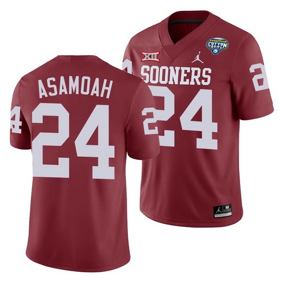 Oklahoma Sooners Brian Asamoah Crimson 2020 Cotton Bowl Classic College Football Jersey Oklahoma Sooners Brian Asamoah Crimson 2020 Cotton Bowl Classic College Football Jersey
