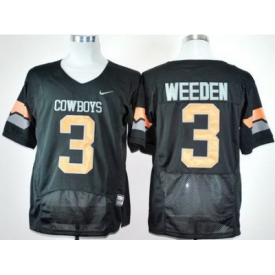 Oklahoma State Cowboys 3# Brandon Weeden Black Pro Combat NCAA Jerseys Oklahoma State Cowboys 3# Brandon Weeden Black Pro Combat NCAA Jerseys