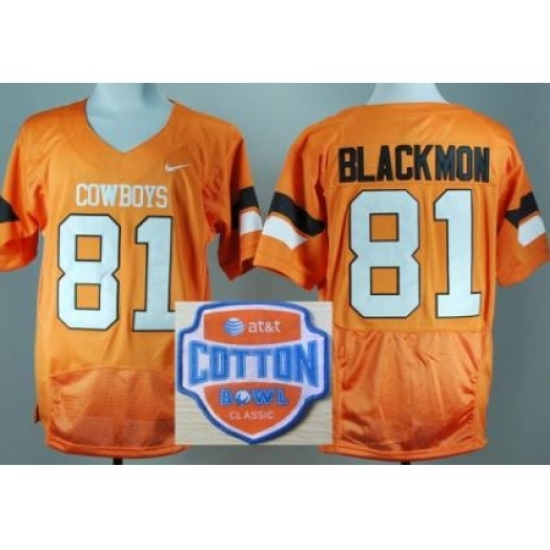 Oklahoma State Cowboys 81 Justin Blackmon Orange Pro Combat College Football NCAA Jerseys 2014 AT & T Cotton Bowl Game Patch Oklahoma State Cowboys 81 Justin Blackmon Orange Pro Combat College Football NCAA Jerseys 2014 AT & T Cotton Bowl Game Patch