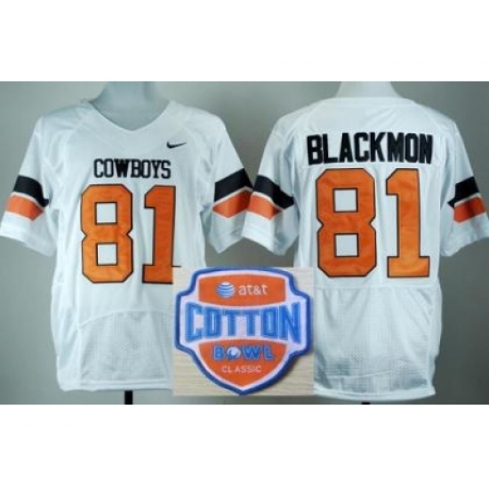 Oklahoma State Cowboys 81 Justin Blackmon White Pro Combat College Football NCAA Jerseys 2014 AT & T Cotton Bowl Game Patch Oklahoma State Cowboys 81 Justin Blackmon White Pro Combat College Football NCAA Jerseys 2014 AT & T Cotton Bowl Game Patch