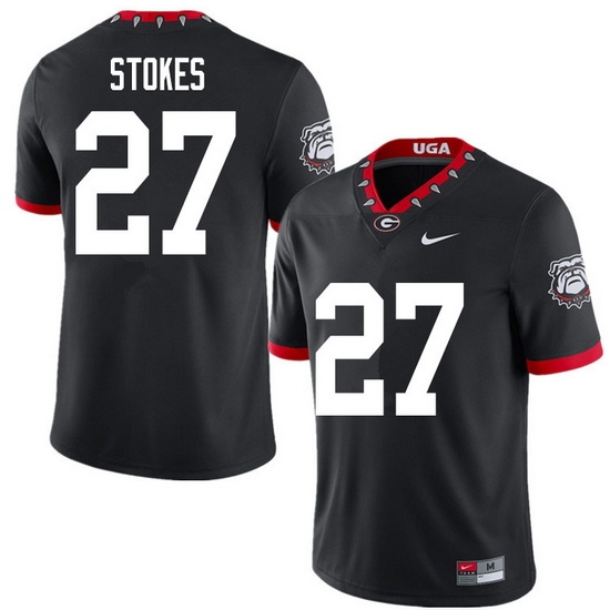 2020 Men #27 Eric Stokes Georgia Bulldogs Mascot 100th Anniversary College Football Jerseys Sale-Bla 2020 Men #27 Eric Stokes Georgia Bulldogs Mascot 100th Anniversary College Football Jerseys Sale-Bla