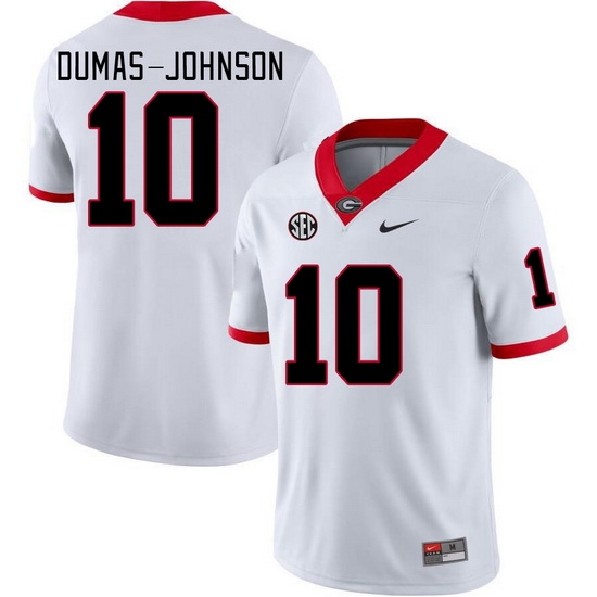 Men #10 Jamon Dumas-Johnson Georgia Bulldogs College Football Jerseys Stitched-White Men #10 Jamon Dumas-Johnson Georgia Bulldogs College Football Jerseys Stitched-White