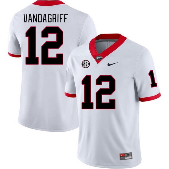 Men #12 Brock Vandagriff Georgia Bulldogs College Football Jerseys Stitched-White Men #12 Brock Vandagriff Georgia Bulldogs College Football Jerseys Stitched-White