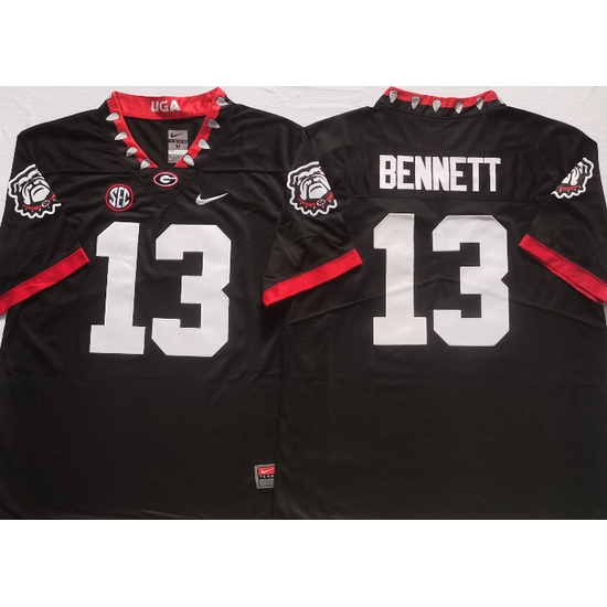 Men #13 Stetson Bennett Georgia Bulldogs Mascot 100th Anniversary College Football Jerseys Black Men #13 Stetson Bennett Georgia Bulldogs Mascot 100th Anniversary College Football Jerseys Black