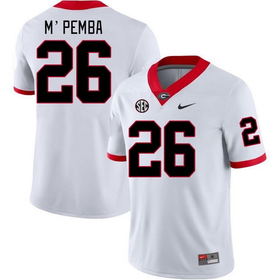Men #26 Samuel M'Pemba Georgia Bulldogs College Football Jerseys Stitched-White Men #26 Samuel M'Pemba Georgia Bulldogs College Football Jerseys Stitched-White