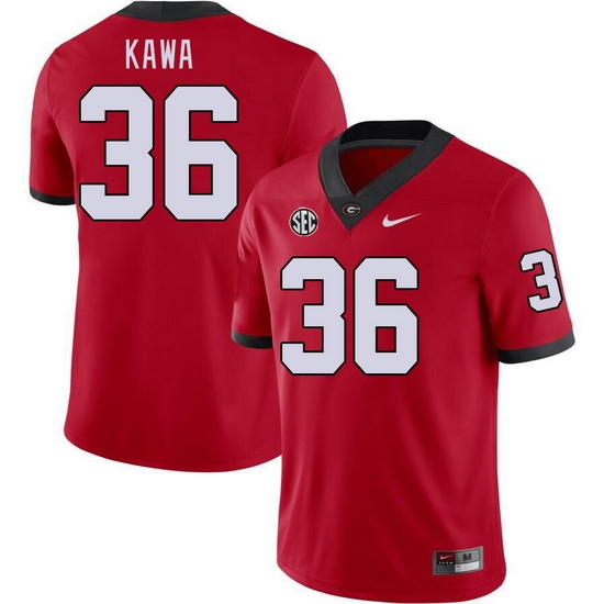 Men #36 Cameron Kawa Georgia Bulldogs College Football Jerseys Stitched-Red Men #36 Cameron Kawa Georgia Bulldogs College Football Jerseys Stitched-Red