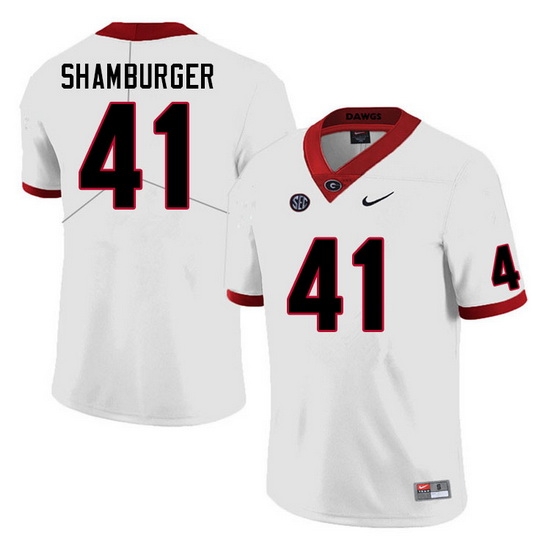 Men #41 Denton Shamburger Georgia Bulldogs College Football Jerseys Sale-White Men #41 Denton Shamburger Georgia Bulldogs College Football Jerseys Sale-White
