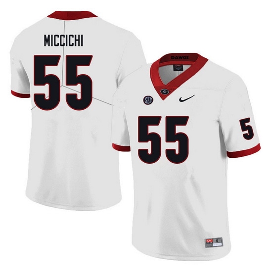Men #55 Miles Miccichi Georgia Bulldogs College Football Jerseys Sale-white Men #55 Miles Miccichi Georgia Bulldogs College Football Jerseys Sale-white