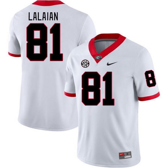 Men #81 David Lalaian Georgia Bulldogs College Football Jerseys Stitched-White Men #81 David Lalaian Georgia Bulldogs College Football Jerseys Stitched-White