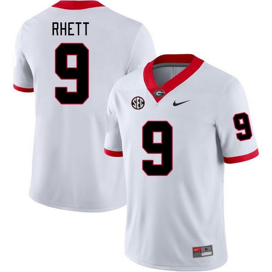 Men #9 Justyn Rhett Georgia Bulldogs College Football Jerseys Stitched-White Men #9 Justyn Rhett Georgia Bulldogs College Football Jerseys Stitched-White