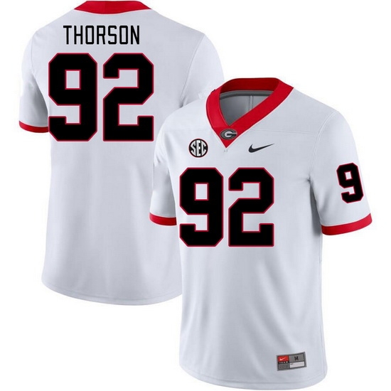 Men #92 Brett Thorson Georgia Bulldogs College Football Jerseys Stitched-White Men #92 Brett Thorson Georgia Bulldogs College Football Jerseys Stitched-White