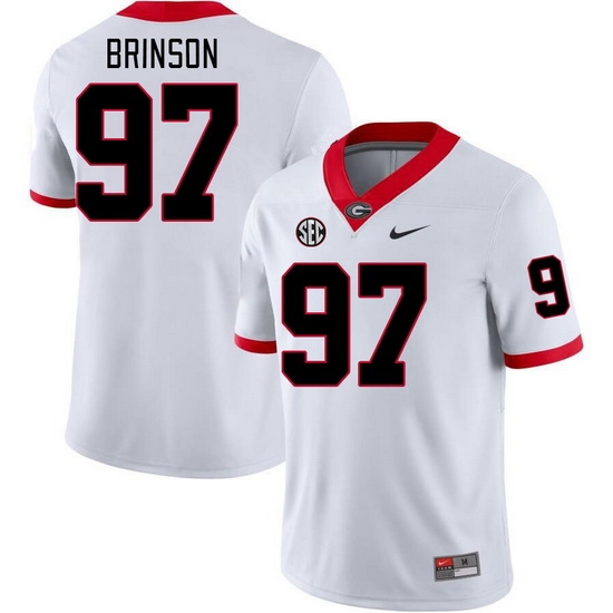Men #97 Warren Brinson Georgia Bulldogs College Football Jerseys Stitched-White Men #97 Warren Brinson Georgia Bulldogs College Football Jerseys Stitched-White