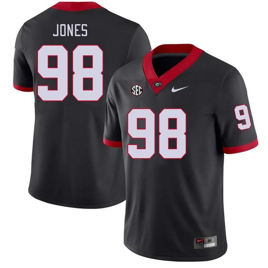 Men #98 Noah Jones Georgia Bulldogs College Football Jerseys Stitched-Black Men #98 Noah Jones Georgia Bulldogs College Football Jerseys Stitched-Black