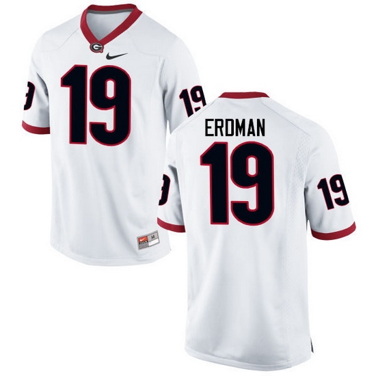 Men Georgia Bulldogs #19 Willie Erdman College Football Jerseys-White Men Georgia Bulldogs #19 Willie Erdman College Football Jerseys-White
