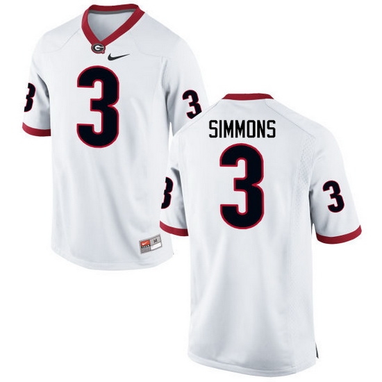 Men Georgia Bulldogs #3 Tyler Simmons College Football Jerseys-White Men Georgia Bulldogs #3 Tyler Simmons College Football Jerseys-White