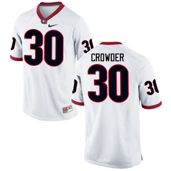 Men Georgia Bulldogs #30 Tae Crowder College Football Jerseys-White Men Georgia Bulldogs #30 Tae Crowder College Football Jerseys-White