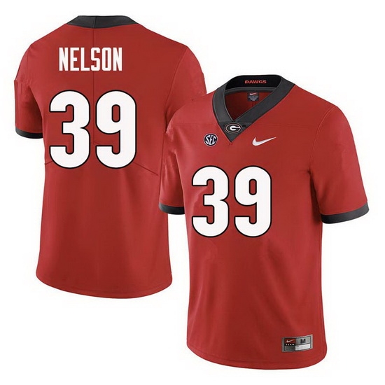 Men Georgia Bulldogs #39 Hugh Nelson College Football Jerseys Sale-Red Men Georgia Bulldogs #39 Hugh Nelson College Football Jerseys Sale-Red