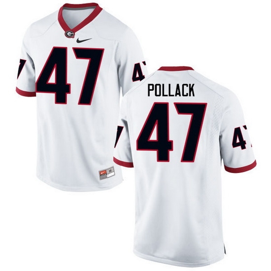 Men Georgia Bulldogs #47 David Pollack College Football Jerseys-White Men Georgia Bulldogs #47 David Pollack College Football Jerseys-White