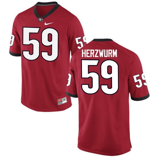 Men Georgia Bulldogs #59 Matthew Herzwurm College Football Jerseys-Red Men Georgia Bulldogs #59 Matthew Herzwurm College Football Jerseys-Red