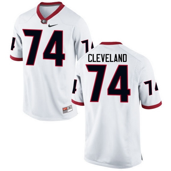 Men Georgia Bulldogs #74 Ben Cleveland College Football Jerseys-White Men Georgia Bulldogs #74 Ben Cleveland College Football Jerseys-White