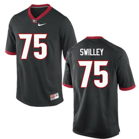 Men Georgia Bulldogs #75 Thomas Swilley College Football Jerseys-Black Men Georgia Bulldogs #75 Thomas Swilley College Football Jerseys-Black