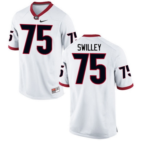 Men Georgia Bulldogs #75 Thomas Swilley College Football Jerseys-White Men Georgia Bulldogs #75 Thomas Swilley College Football Jerseys-White