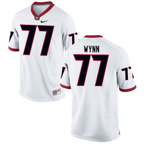 Men Georgia Bulldogs #77 Isaiah Wynn College Football Jerseys-White Men Georgia Bulldogs #77 Isaiah Wynn College Football Jerseys-White