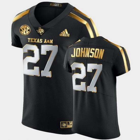 Men Texas A&M Aggies Antonio Johnson Golden Edition Black Authentic Jersey Men Texas A&M Aggies Antonio Johnson Golden Edition Black Authentic Jersey