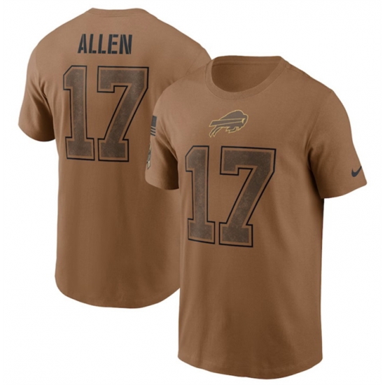 Men Buffalo Bills 17 Josh Allen 2023 Brown Salute To Service Name Number T Shirt Men Buffalo Bills 17 Josh Allen 2023 Brown Salute To Service Name Number T Shirt