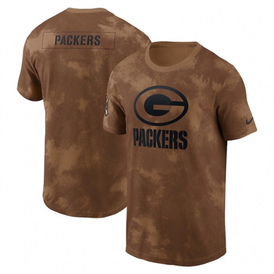 Men Green Bay Packers 2023 Brown Salute To Service Sideline T Shirt Men Green Bay Packers 2023 Brown Salute To Service Sideline T Shirt