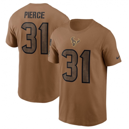 Men Houston Texans 31 Dameon Pierce 2023 Brown Salute To Service Name 26 Number T Shirt Men Houston Texans 31 Dameon Pierce 2023 Brown Salute To Service Name 26 Number T Shirt