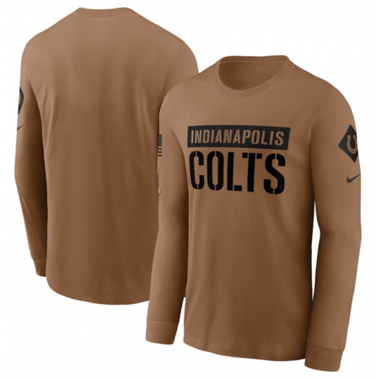 Men Indianapolis Colts 2023 Brown Salute To Service Long Sleeve T Shirt Men Indianapolis Colts 2023 Brown Salute To Service Long Sleeve T Shirt