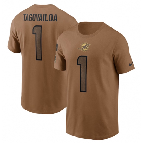 Men Miami Dolphins 1 Tua Tagovailoa 2023 Brown Salute To Service Name 26 Number T Shirt Men Miami Dolphins 1 Tua Tagovailoa 2023 Brown Salute To Service Name 26 Number T Shirt