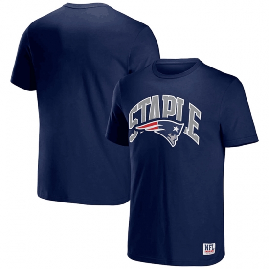 Men New England Patriots X Staple Navy Logo Lockup T Shirt Men New England Patriots X Staple Navy Logo Lockup T Shirt