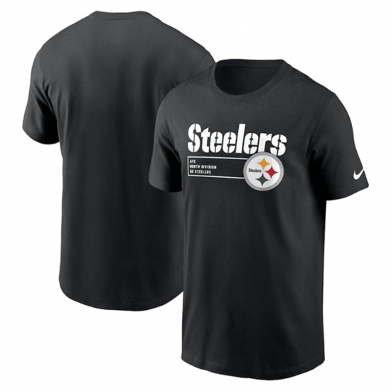 Men Pittsburgh Steelers Black Division Essential T Shirt Men Pittsburgh Steelers Black Division Essential T Shirt