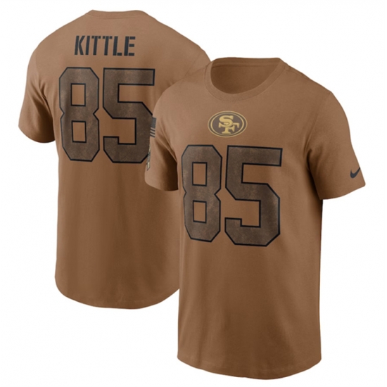Men San Francisco 49ers 85 George Kittle 2023 Brown Salute To Service Name 26 Number T Shirt Men San Francisco 49ers 85 George Kittle 2023 Brown Salute To Service Name 26 Number T Shirt