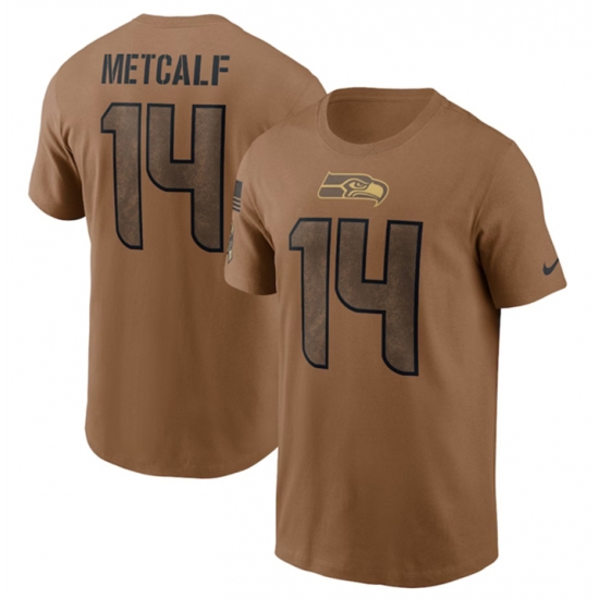 Men Seattle Seahawks 14 DK Metcalf 2023 Brown Salute To Service Name 26 Number T Shirt Men Seattle Seahawks 14 DK Metcalf 2023 Brown Salute To Service Name 26 Number T Shirt