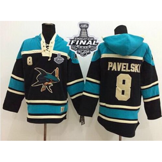 Men San Jose Sharks 8 Joe Pavelski Black Sawyer Hooded Sweatshirt 2016 Stanley Cup Final Patch Stitched NHL Jersey Men San Jose Sharks 8 Joe Pavelski Black Sawyer Hooded Sweatshirt 2016 Stanley Cup Final Patch Stitched NHL Jersey