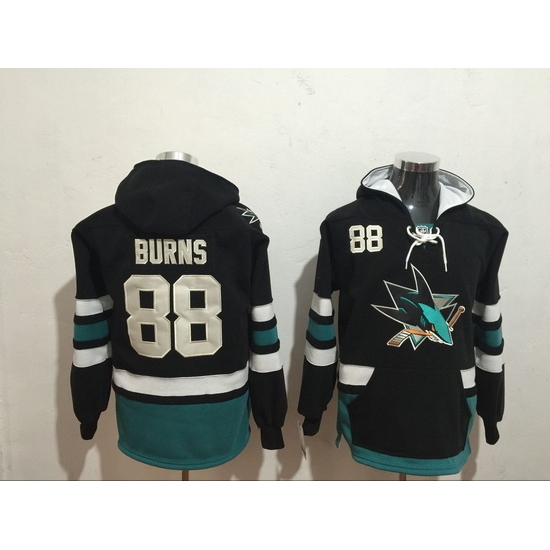 Men San Jose Sharks 88 Brent Burns Black Stitched Hoodie Men San Jose Sharks 88 Brent Burns Black Stitched Hoodie